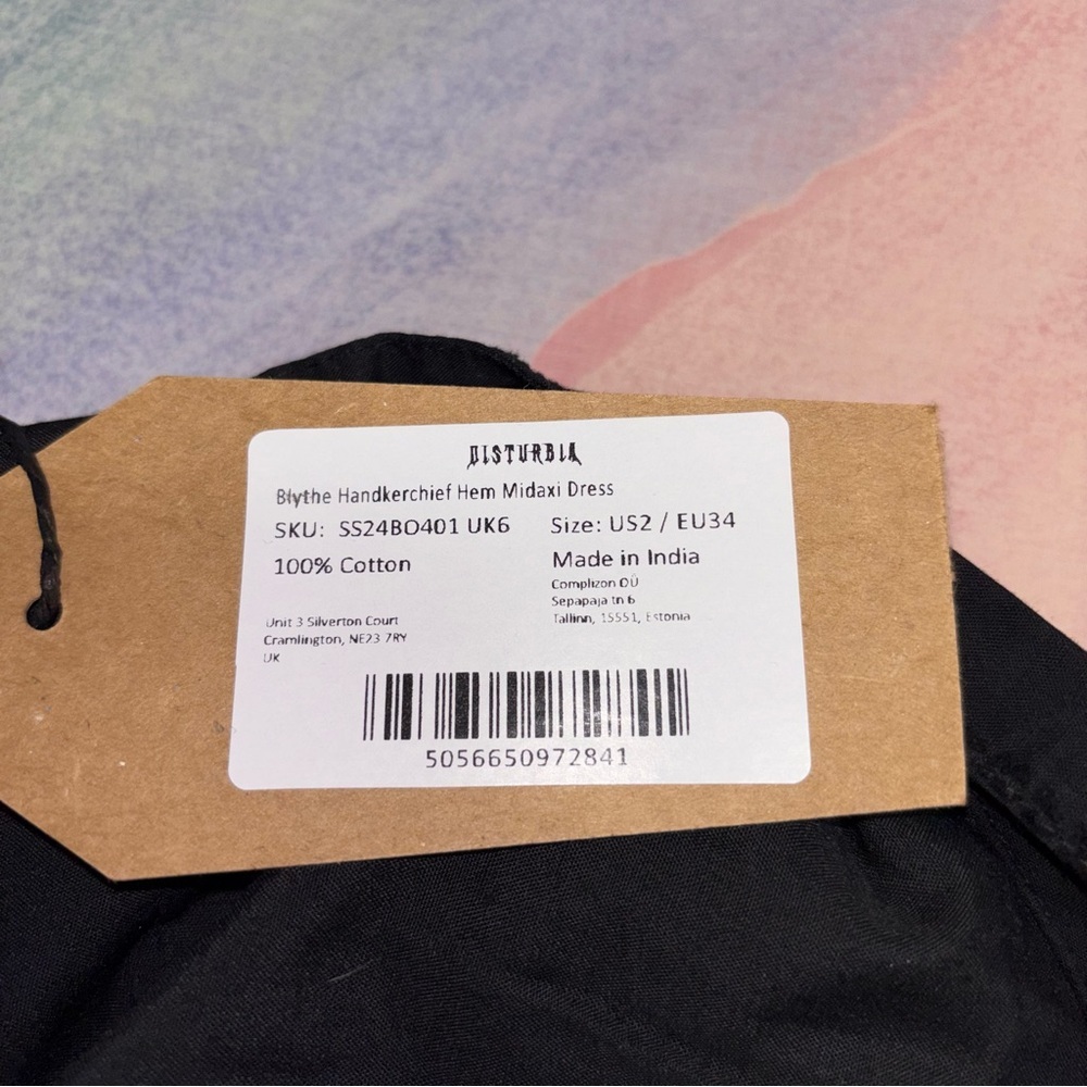 NWT Disturbia Blythe Handkerchief Hem Midaxi Dress - Picture 5 of 7